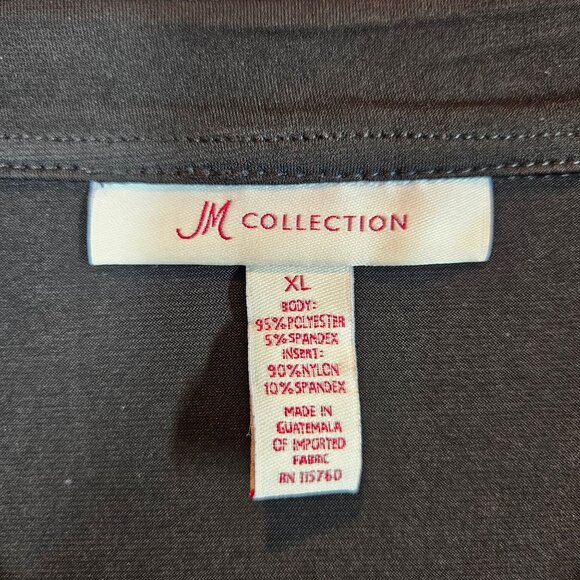 JM Collections Flowy Blouse Womens XL Black Blue Geometric Career Office date - Picture 8 of 9